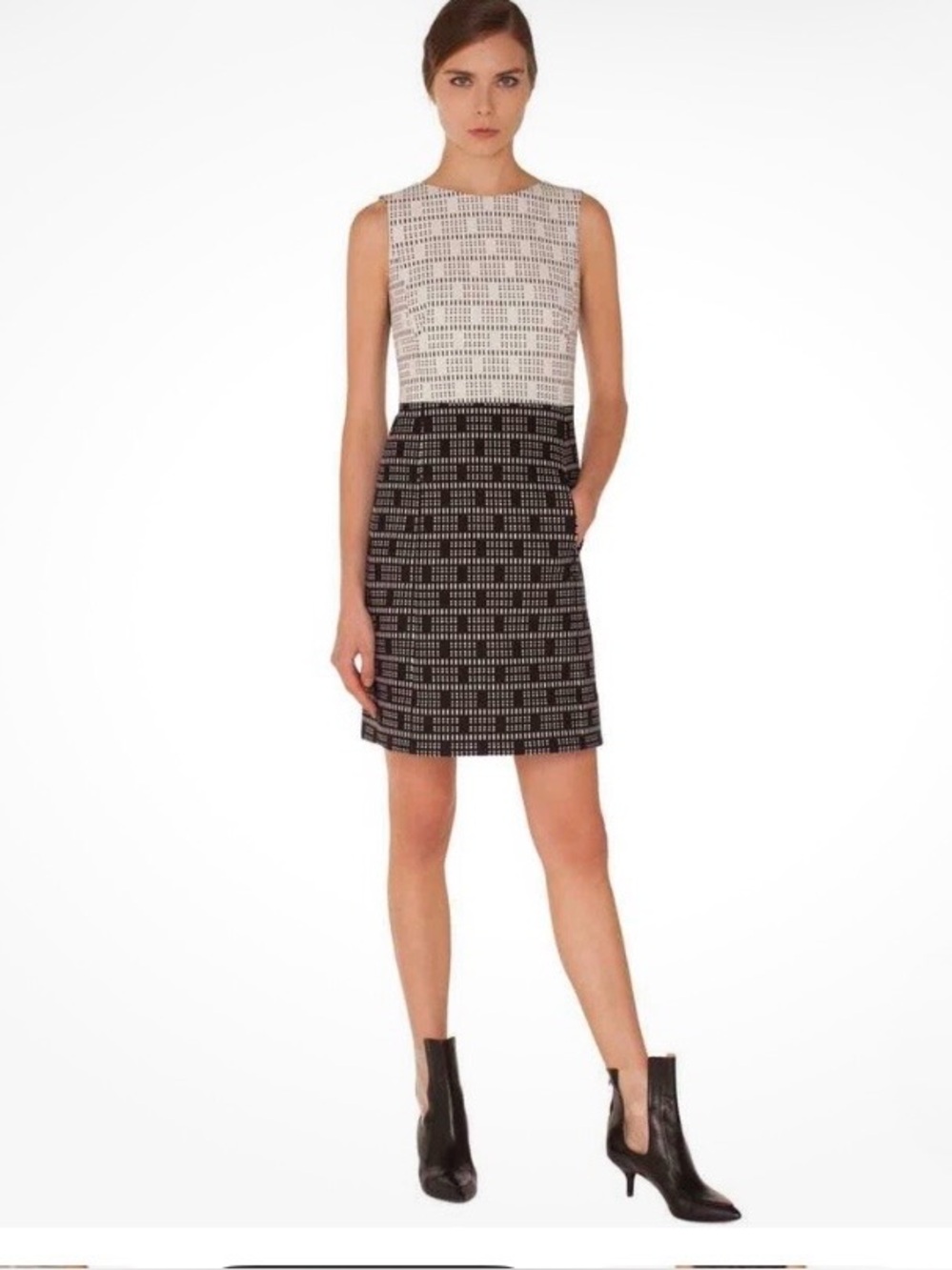 NEW AKRIS Punto Lace Jacquard Black Sheath Dress size 6